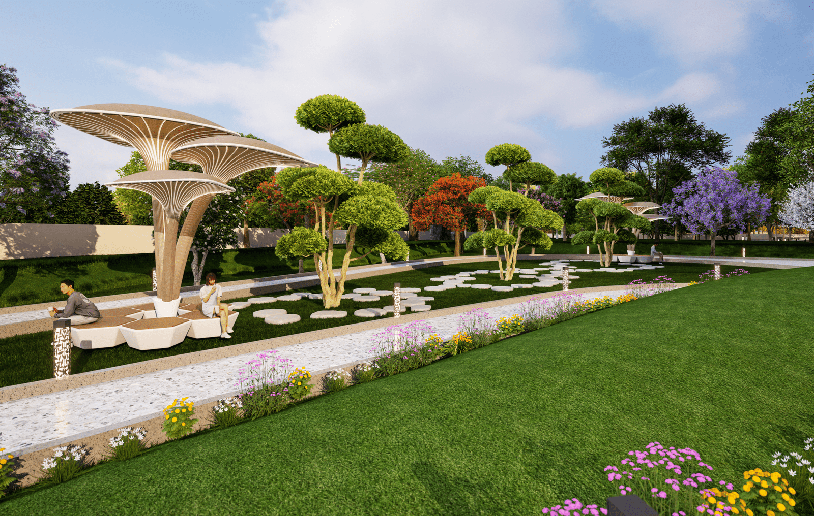 Floret Town Classical Architecture Villas with Parks